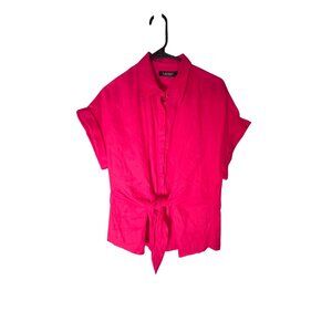 Lauren Ralph Lauren Womens Short Sleeve Tie-Front Shirt Pink‎ Size XL